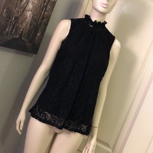 Cable & Gauge Black Lace Sleeveless Blouse
